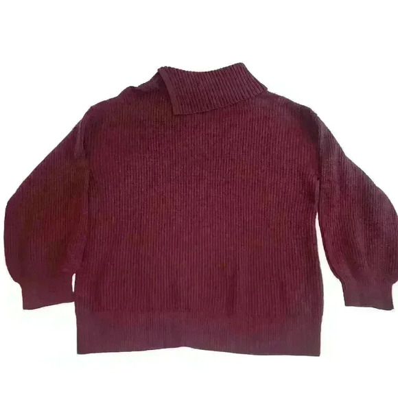 Talbots Plus Sweater Womens X Shaker Stitch Split Neck Shiraz Red Wine Burgundy - Picture 1 of 10